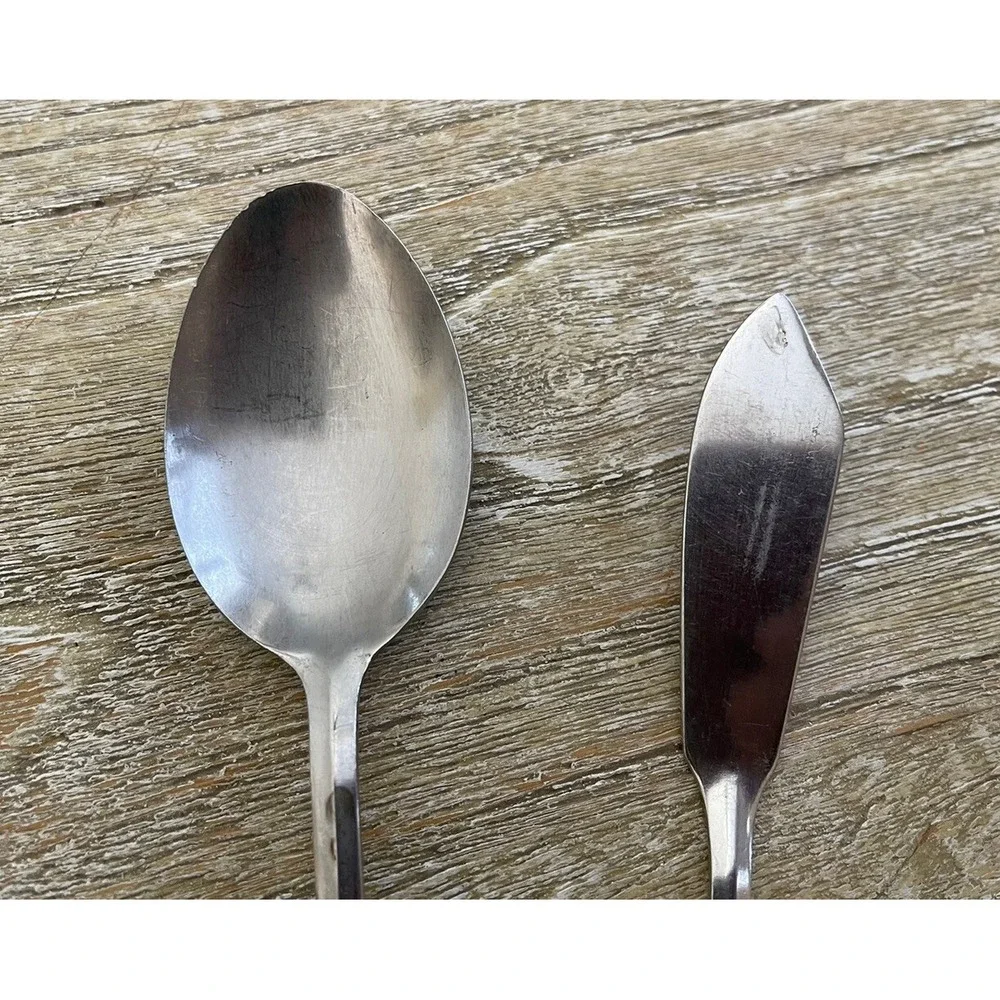 2 Lot of Rogers Stainless China Silverware 1 Table Spoon, 1 Butter Knife